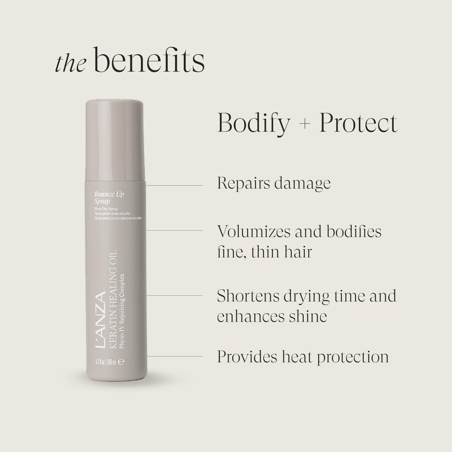 L'ANZA Keratin Healing Oil Bounce Up Hair Spray, Boosts Volume and Shine, With a Weightless Formula, For an Extra Push of Plump, Body & Bounce (6.1 Fl Beauty & Personal Care L’ANZA