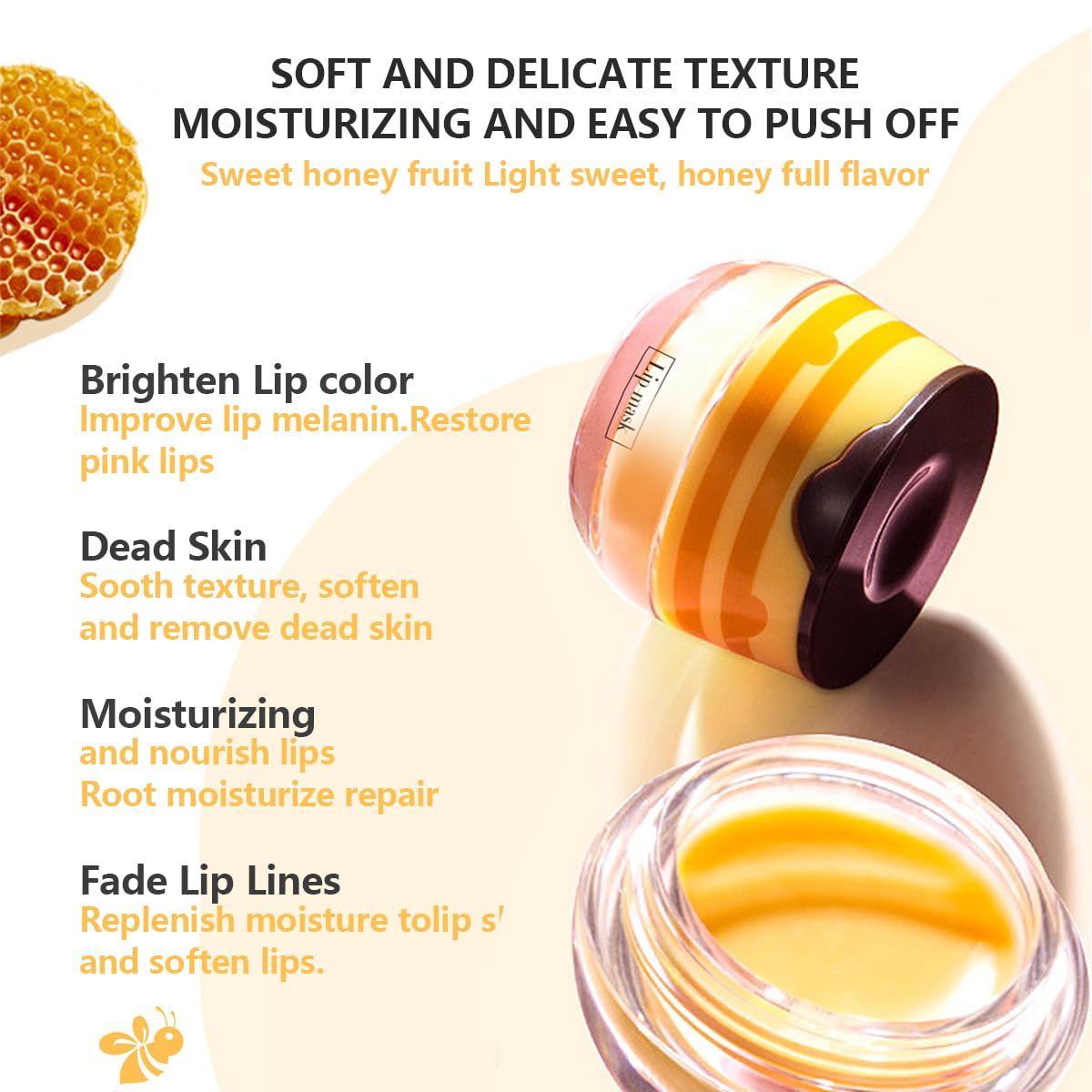 4 Pcs Strawberry & Honey Lip Balm, Moisturizing Propolis Sleeping Lip Mask, Vitamin E Lip Masks, Hydrate Repair Prevent Dry Cracked Lip Exfoliator Lip Beauty and Personal Care XTJXTJ
