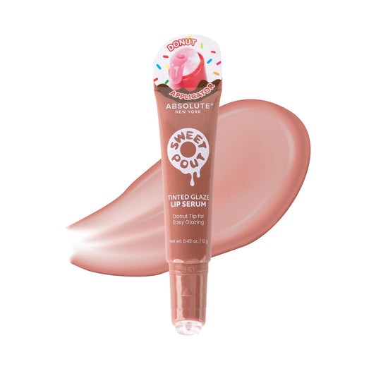 Absolute New York Sweet Pout Tinted Glaze Lip Serum, Donut Tip Applicator, Hydrating Formula with Peptides, Vitamin E and Jojoba Seed Oil (Maple Beauty & Personal Care Absolute New York