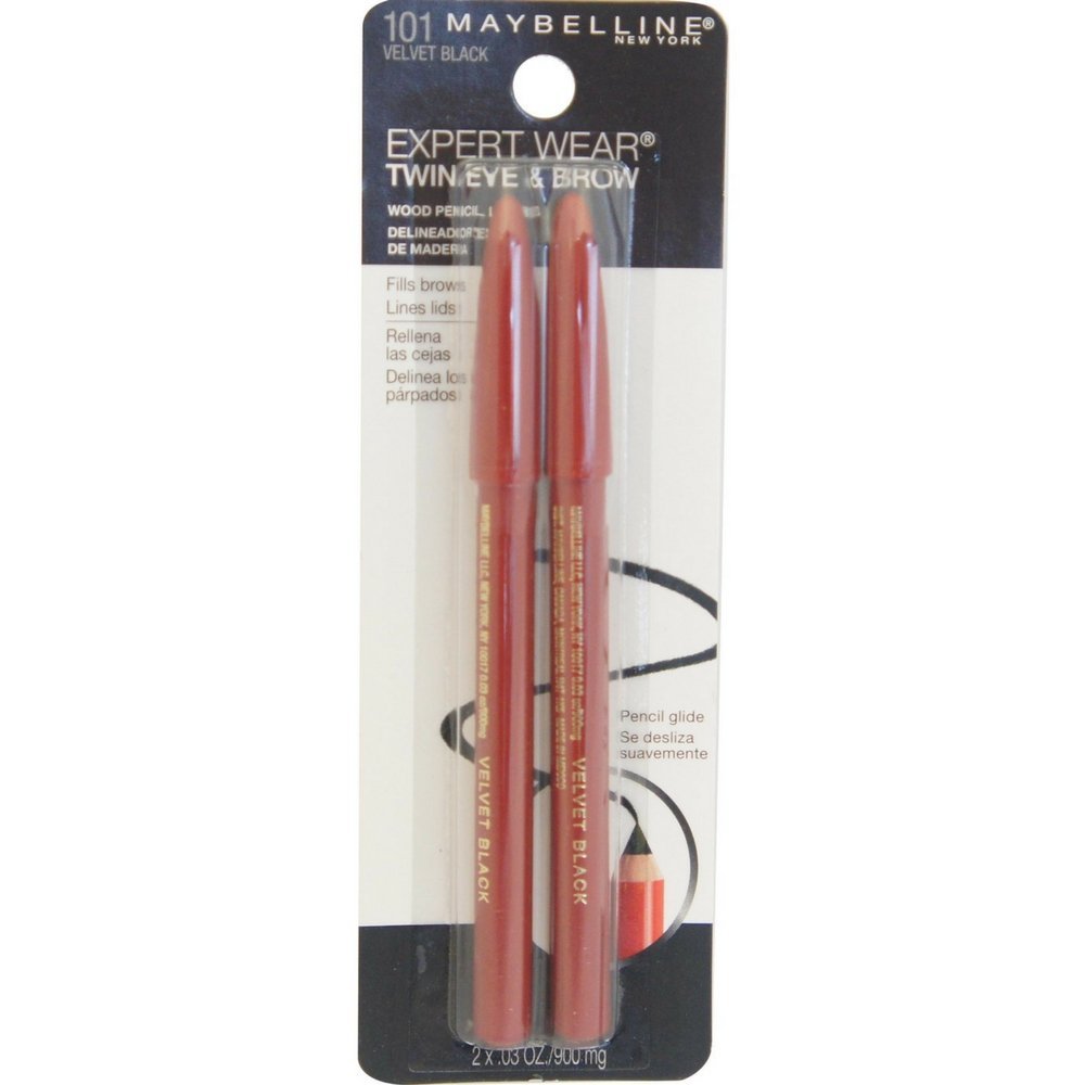 Maybelline Expert Eyes Twin Brow And Eye Pencils, Velvet Black [101], 2 ea ( Pack of 34)