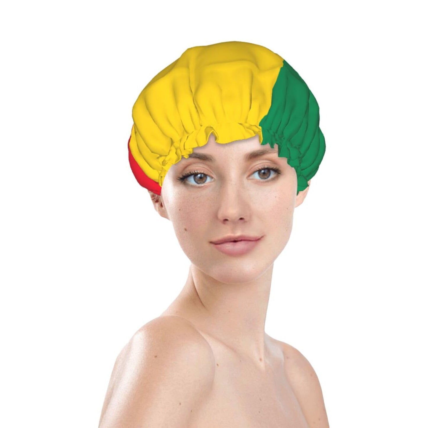 Benin Flag Prints Shower Cap Double Layer Lined Waterproof Bathing Shower Hat Beauty and Personal Care Hayyett
