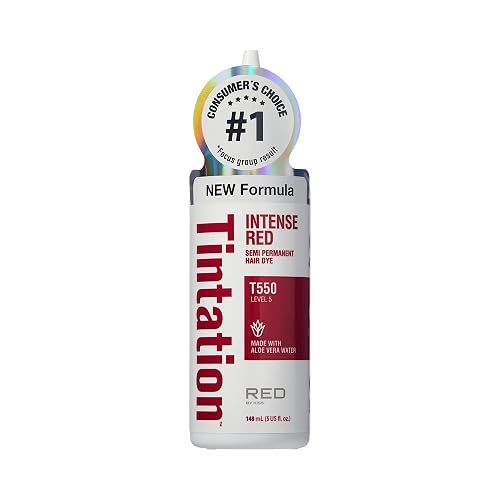 Red by Kiss Tintation Semi-Permanent Hair Color, Aloe Vera Water Based, Argan Oil, Olive Oil, Collagen & Keratin, Long-Lasting Color Dye (Intense Red Beauty & Personal Care Red By Kiss
