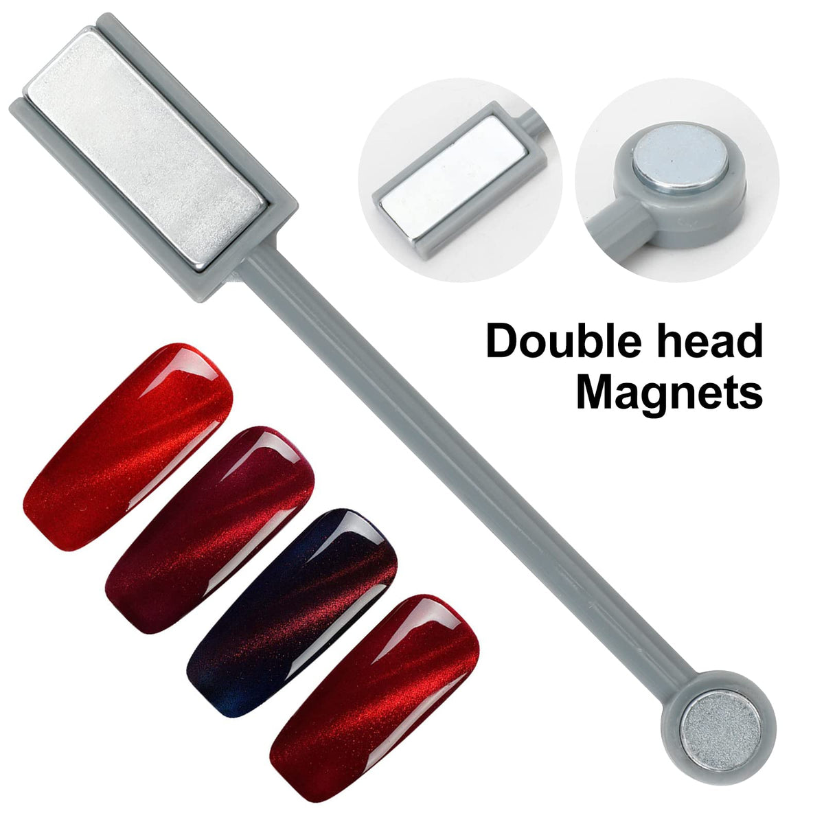 2Pcs Cat Eye Magnet for Nails 3D Cat Eye Magnet Strong Pen Dauble Head Cat Eye Magnet Stick Cat Eye Gel Nail Polish Nail Art Manicure Tool Beauty & Personal Care Audoloku
