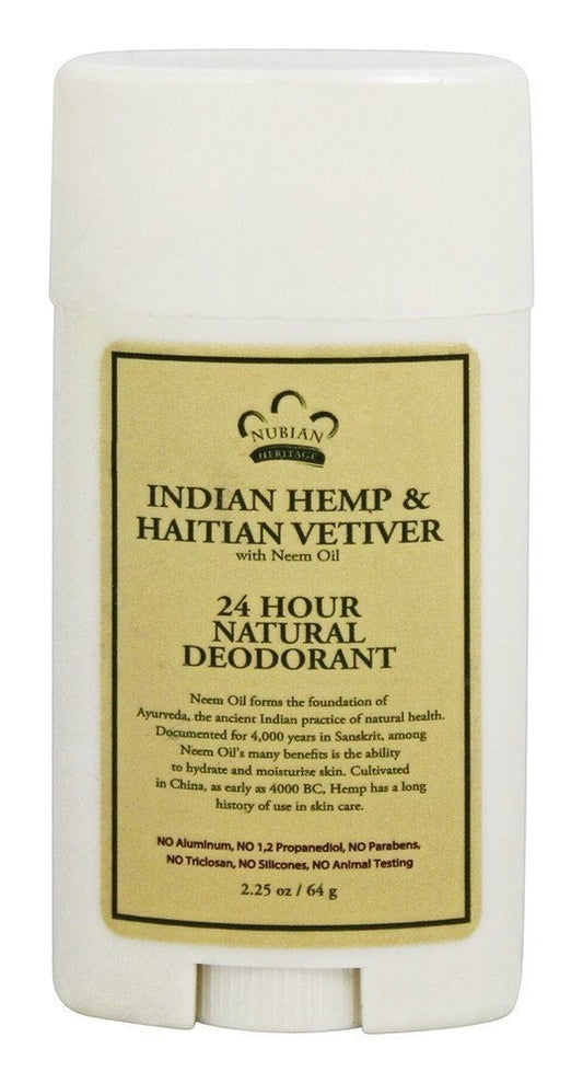 Nubian Heritage - 24 Hour Natural Deodorant Indian Hemp & Haitian Vetiver - 2.25 oz.(Pack of 3) Beauty and Personal Care Nubian Heritage