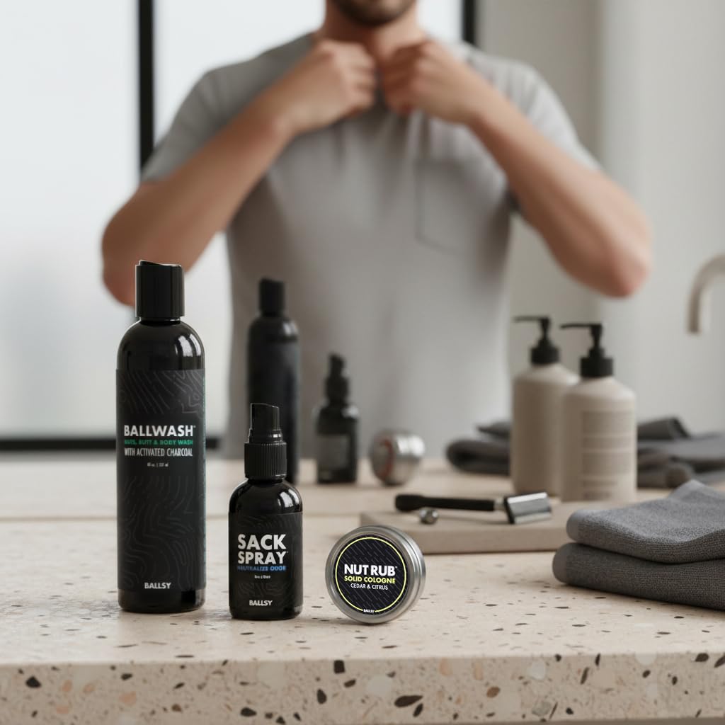 Ballsy Sack Pack, Men's Fresh Kit, Includes Body Wash, Deodorizing Spray and Cologne Rub, Men's Body Care, Ball Wash for Men Gift Pack, Citrus & Cedar Beauty & Personal Care Ballsy