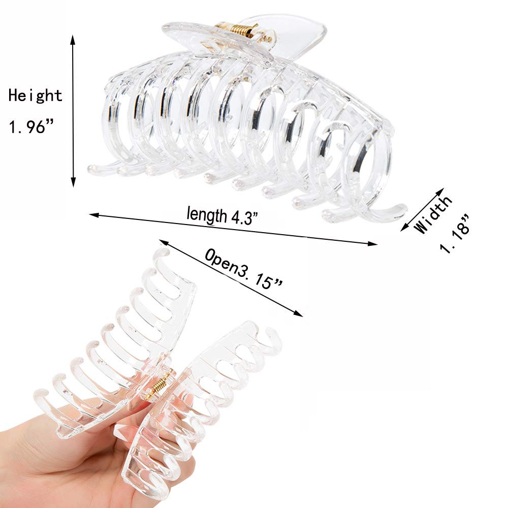 Kitiin Clear Claw Clips for Thick/Fine/Thin Hair, Strong Holding Large Jaw Polycarbonate Clips for Women (3 pcs) Beauty & Personal Care Kitiin