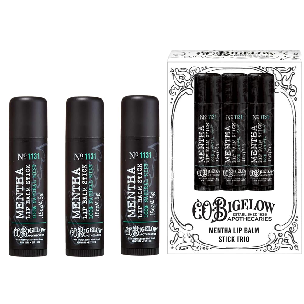 C.O. Bigelow Mentha Lip Balm Sticks, Pack of 3 Bulk Lip Balm Sticks with Shea Butter & Peppermint Oil, 0.15 oz Beauty & Personal Care C. O. Bigelow