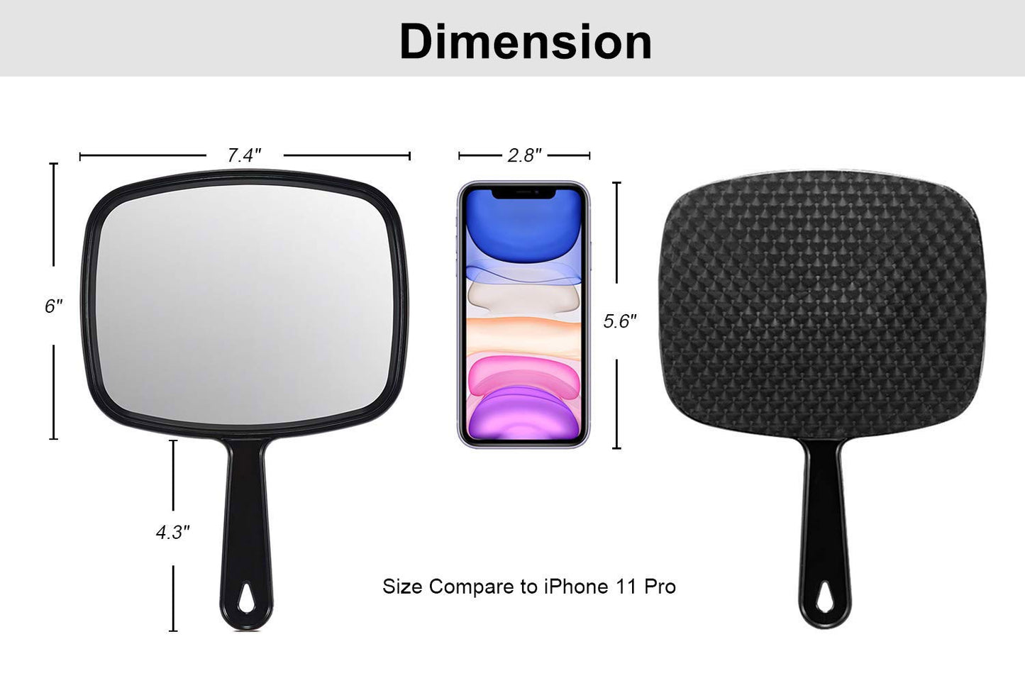 PROTECLE Hand Mirror, 10.3" L x 7.4" W Salon Barber Hairdressing Handheld Mirror with Handle, Square Black Beauty and Personal Care Gladmart