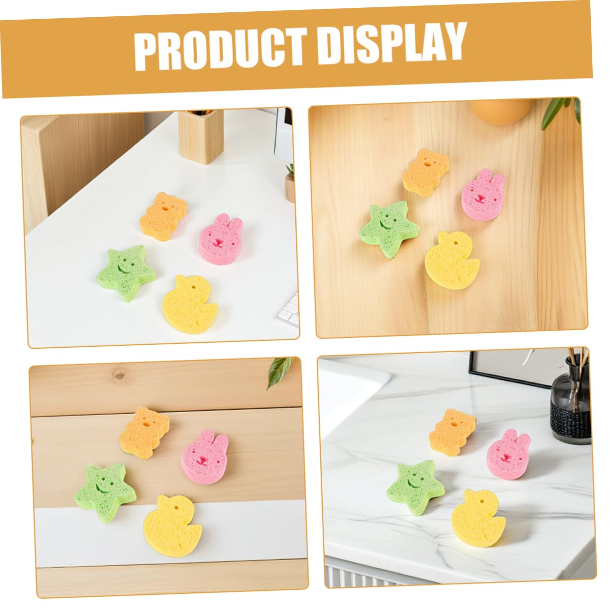 SHERCHPRY 8pcs Cartoon Animal Bath Sponge Newborns Soft Exfoliating Body Scrubber for Gentle Cleaning Bathing for Sensitive Includes Duck Bear Rabbit Beauty and Personal Care SHERCHPRY