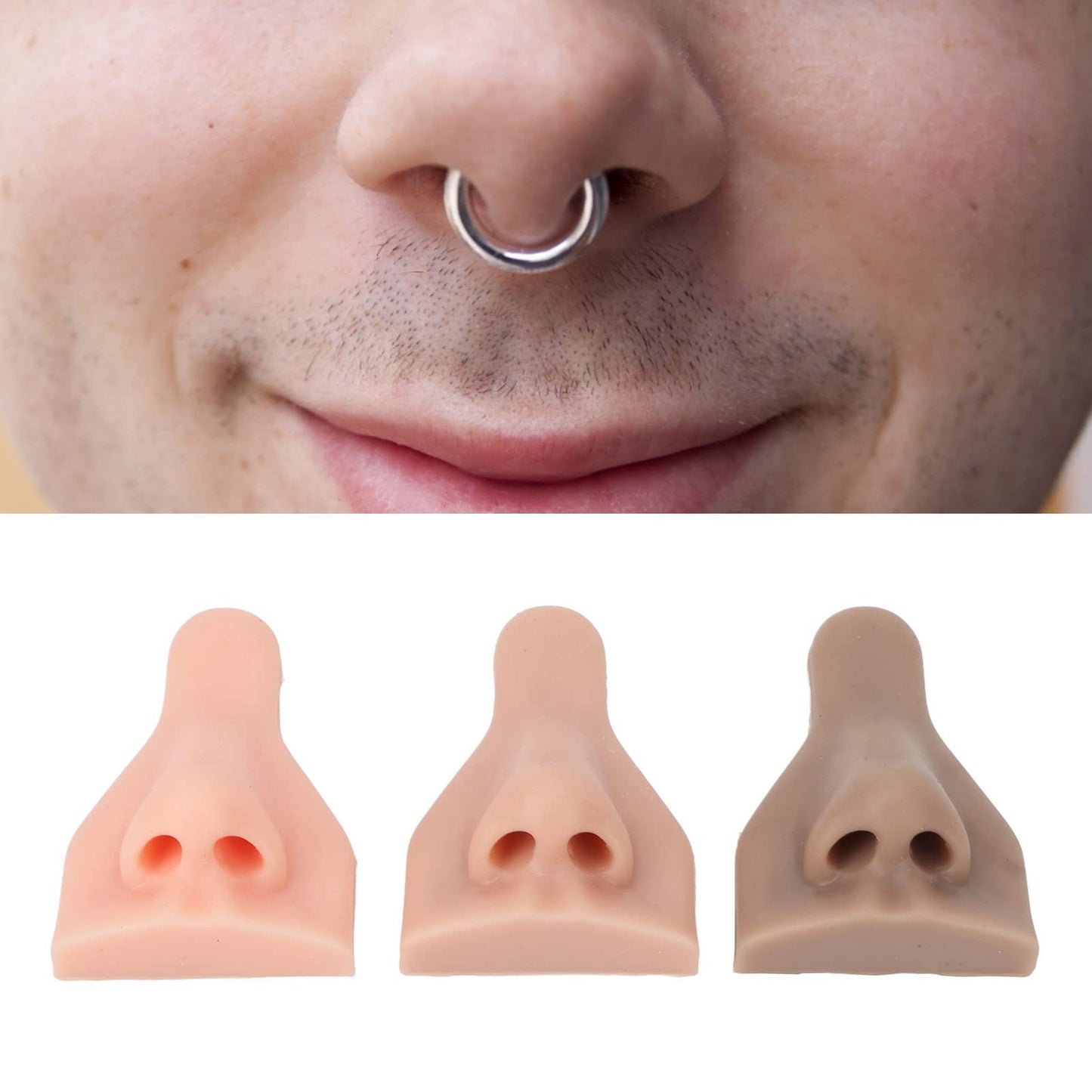 3Pcs Silicone Nose Model, Soft 3D Silicone Flexible Model for Practicing Suture Teaching Instructions Body Part Displays for Jewelry Display Teaching Beauty and Personal Care Agatige