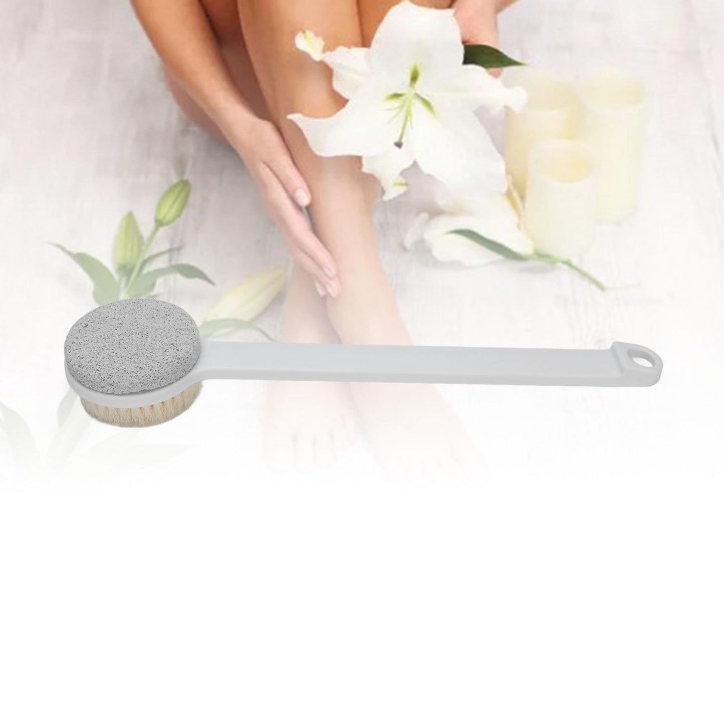 Saluaqui Pumice Stone Shower Brush 2 in 1 Reusable Long Handle Foot Scrubber for Deep Cleansing Soft Skin Exfoliation Bath and Shower Use Sturdy PP Beauty and Personal Care Saluaqui