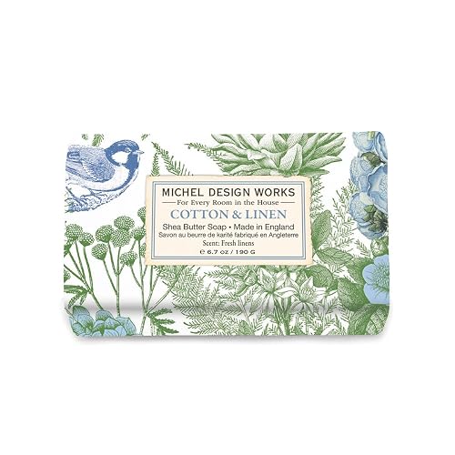 Michel Design Works Soap Bar, Cotton & Linen Medium, Beautiful Design, Triple-milled Beauty & Personal Care Michel Design Works