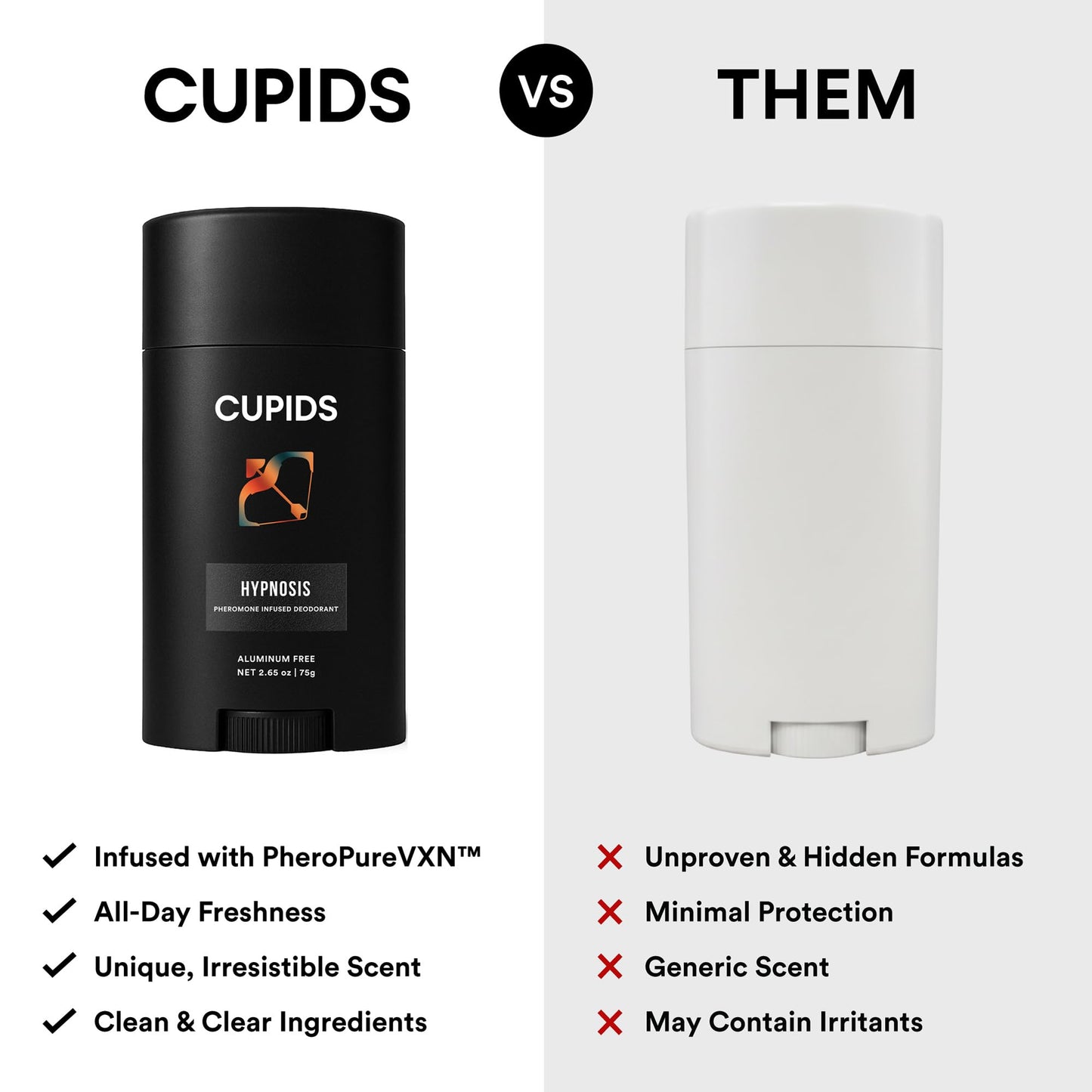 Cupids Hypnosis Deodorant for Men - Aluminum-Free, Natural, Pheromone-Infused, Vanilla Ember Scent, Organic, Skin-Friendly, Long-Lasting, Non-Sticky Beauty and Personal Care Cupids