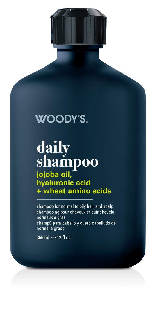 Woody's Daily Mens Shampoo - Refreshing Men’s Hair Cleanser, Paraben & Sulfate-Free Shampoo for Men with Jojoba Oil & Hyaluronic Acid, 12 oz