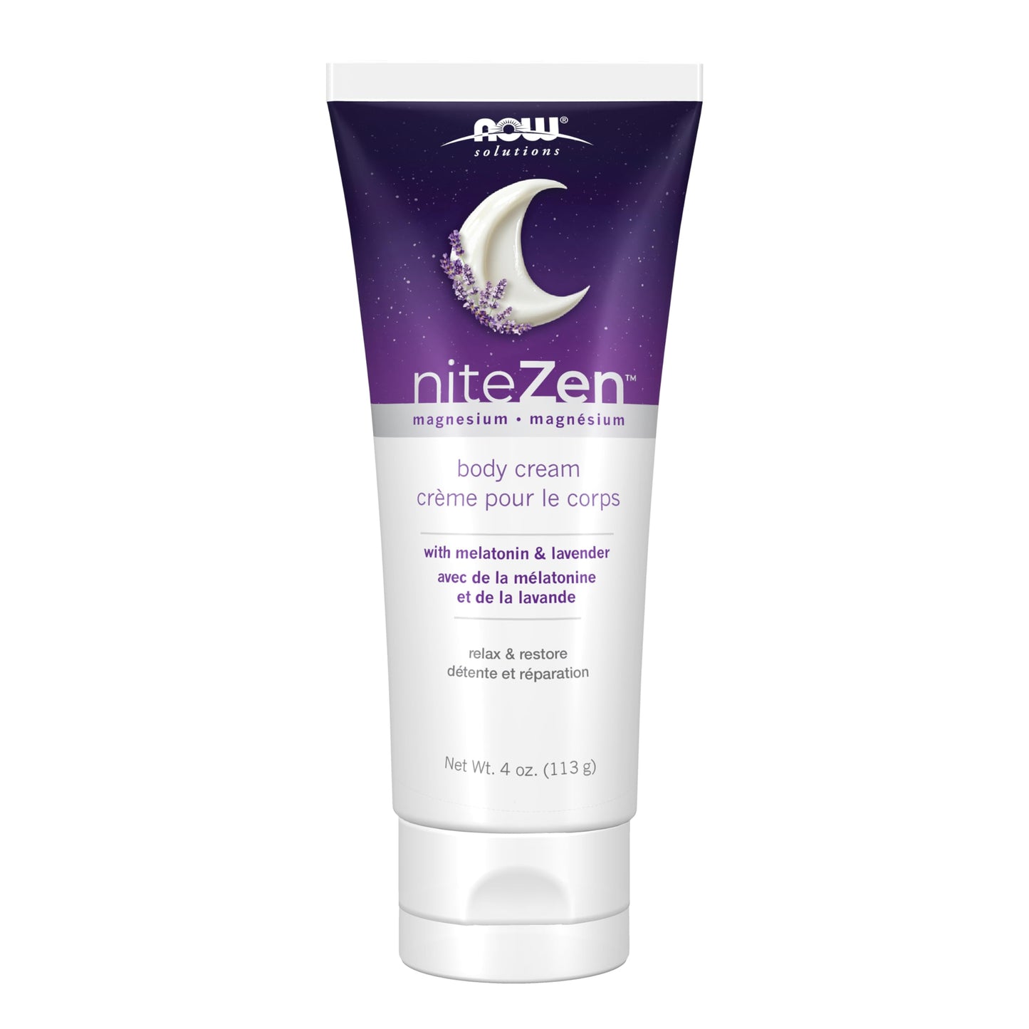 NOW Solutions, niteZen™, Magnesium body cream, with Melatonin and Lavender, 4 oz (113 g) Beauty & Personal Care NOW Foods