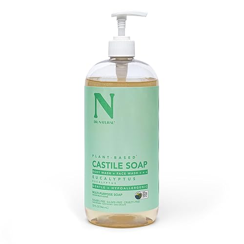 Dr. Natural Castile Liquid Soap - Multi-Use Body Wash, Shampoo and Face Wash - Hydrating Body Soap for Skin, Hair, Pets and Home - Eucalyptus - 32 oz Beauty & Personal Care Dr. Natural