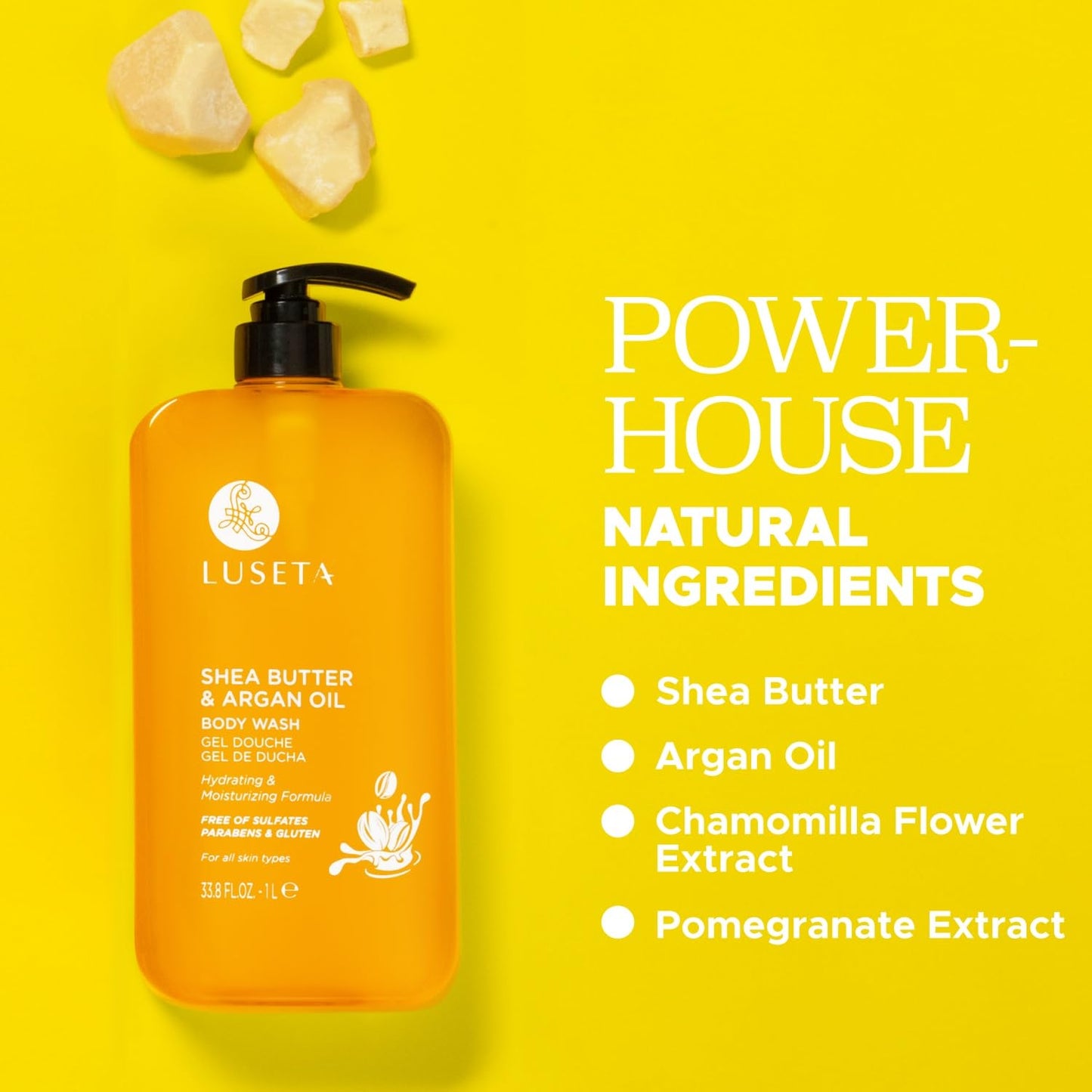 Luseta Shea Butter & Argan Oil Body Wash for Hydrating, Nourishing & Softening, for Daily Moisture, Smoothness & Gentle Cleanse for Dry and Dehydrated Beauty & Personal Care L LUSETA