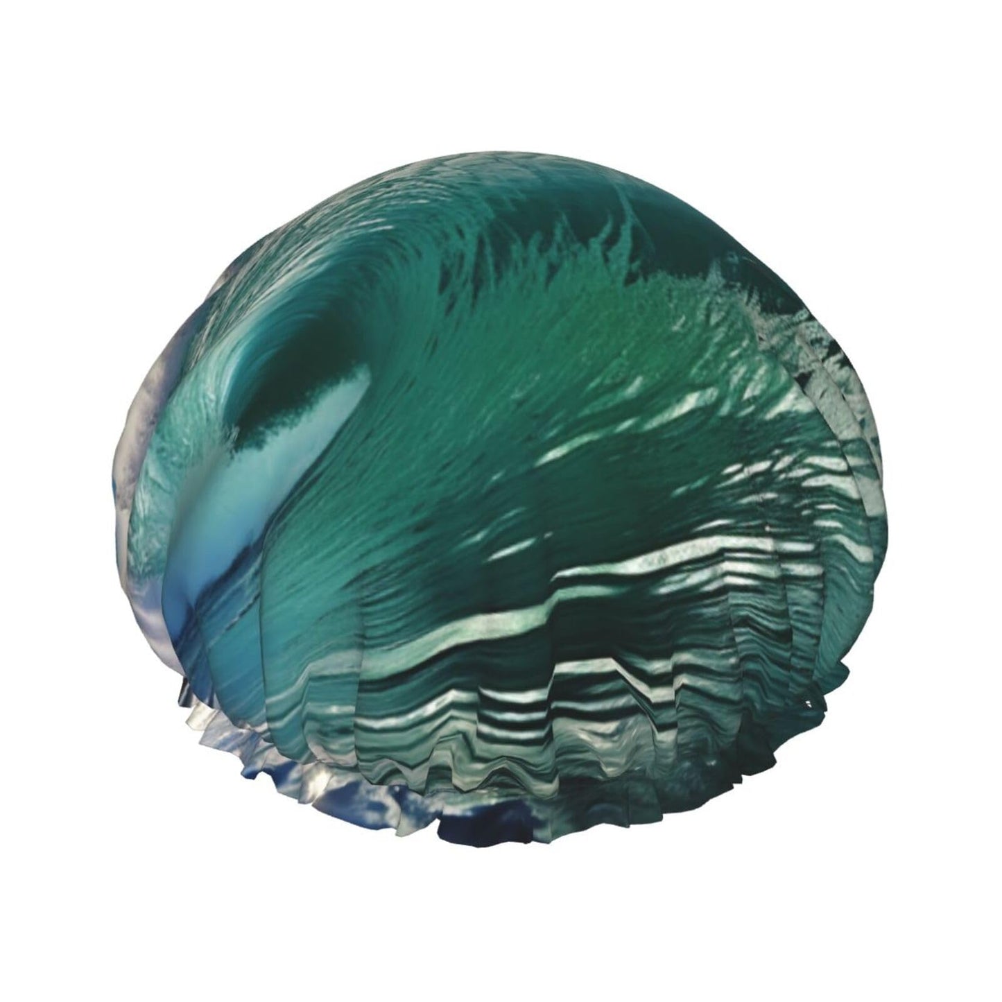 Big Ocean Wave Shower Cap For Women Reusable Double Layers Bathing Bath Cap Hair Caps Waterproof Elastic Band Ladies Spa Salon Shower Hat Hair Caps Beauty and Personal Care GDSHJKLW