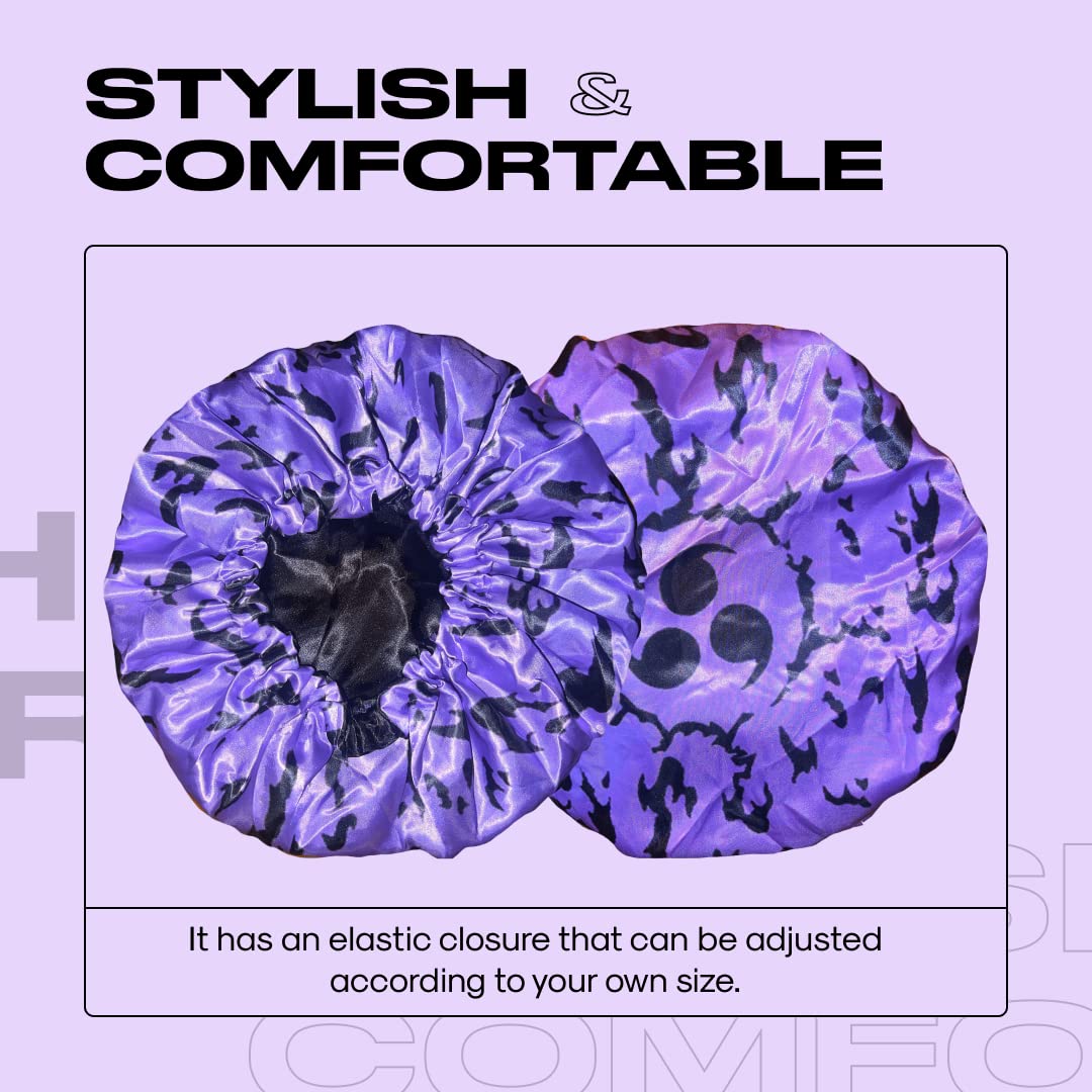 Large Silky Design Anime Bonnet with Elastic Soft Band Adjustable for Women and Men, Comfortable Satin Fabric, CursedM B Beauty and Personal Care FOR KINGS. BY KINGS CROWN LMTD SUPPLY