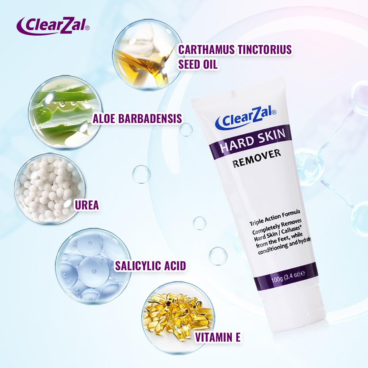 Clearzal Foot Cream For Hard Skin, Helps Calluses and Corn Removal While Leaving Soft Smooth Skin, Hydrating and Conditioning Triple Action Formula Beauty & Personal Care Clearzal