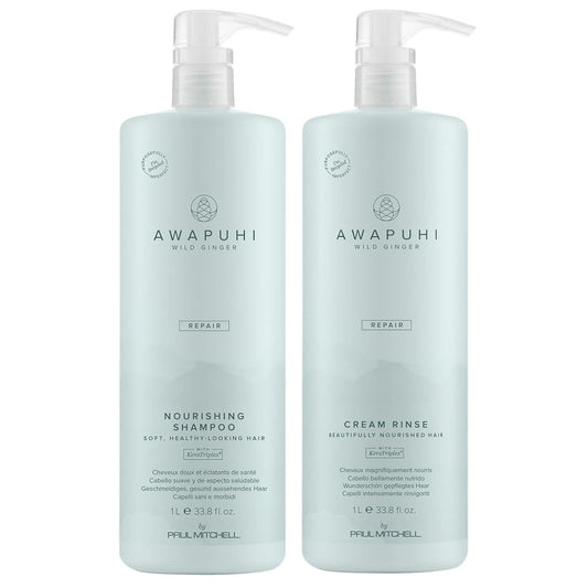 Awapuhi Wild Ginger Paul Mitchell Repair Liter Duo Set, Shampoo + Conditioner, For Dry, Damaged Hair Beauty & Personal Care Awapuhi Wild Ginger
