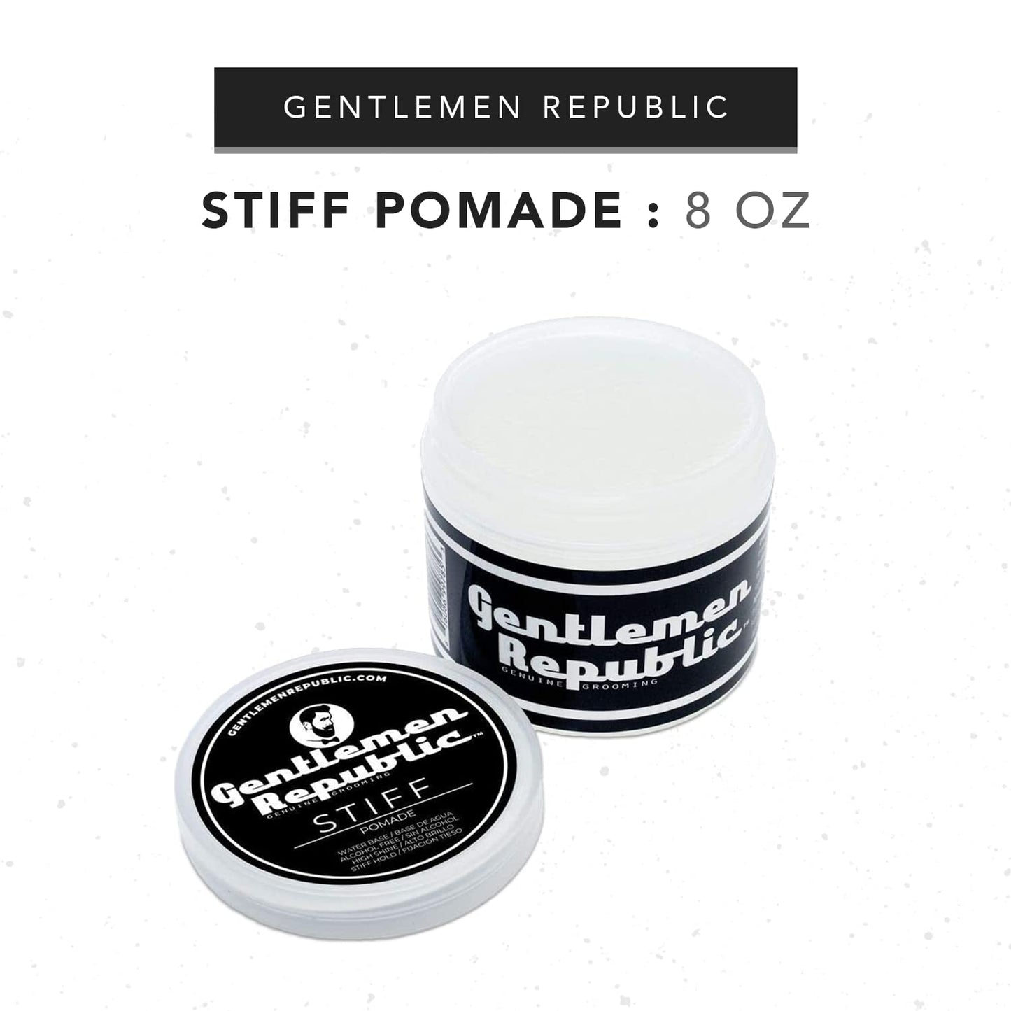 Gentlemen Republic 8oz Stiff Hair Pomade - Lightweight All-Day Hold with High Shine Finish, Alcohol-Free and Paraben-Free Formula, Suitable for Thick Beauty & Personal Care Gentlemen Republic Genuine Grooming