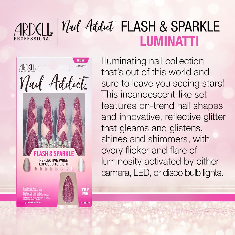 Ardell Press On Nails Stiletto, Flash & Sparkle - Luminatti Style Fake Nail, Glue on Nails, Nail Kit, 1 Pack Beauty & Personal Care Ardell