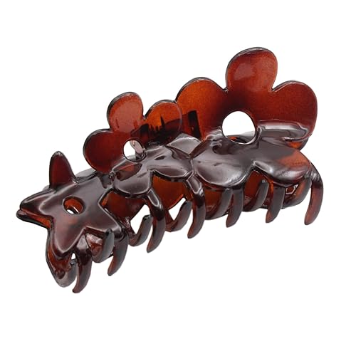 Parcelona French Flowers Medium Covered Spring Brown Tortoise Shell Celluloid Jaw Hair Claw Clips for Women, Made in France Beauty & Personal Care Parcelona
