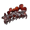 Parcelona French Flowers Medium Covered Spring Brown Tortoise Shell Celluloid Jaw Hair Claw Clips for Women, Made in France Beauty & Personal Care Parcelona