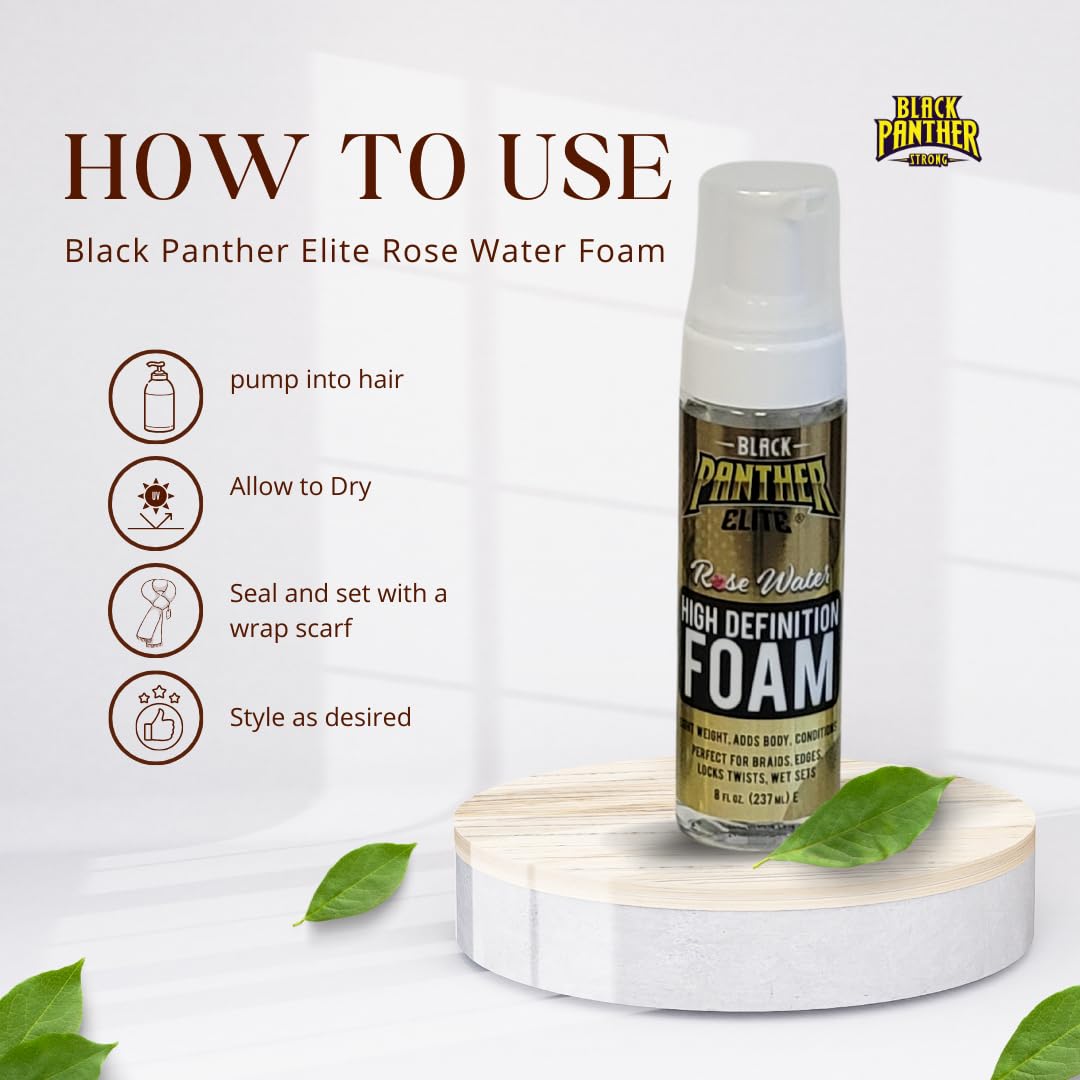 Rose Water High Definition Foamming Curl Mousse With Rose Water, Creates Soft Wraps, Hair Mousse for Curly Hair, Defines Curls, Anti Frizz, 7.9 Fl Oz Beauty & Personal Care BLACK PANTHER STRONG DIAMOND EDGES