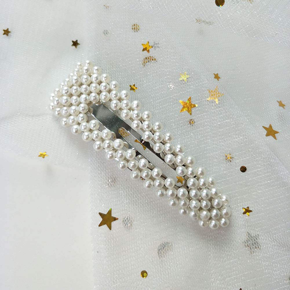 2PCS Sweet Imitation Pearl Hair Clips Hairpin Simple Fashion Alloy BB Hairgrip Hair Accessories for Women (Drop-shaped, Silver) Beauty & Personal Care Fodattm