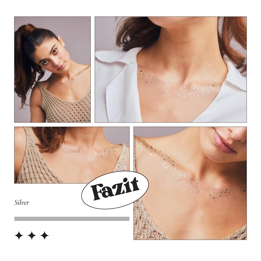 Fazit Makeup Patches - Silver Decollatage Speckles - Glow Up Make-Up Patches - Cute Glitter Makeup Accessories For Women - Cosmetic Glitter Beauty & Personal Care Fazit