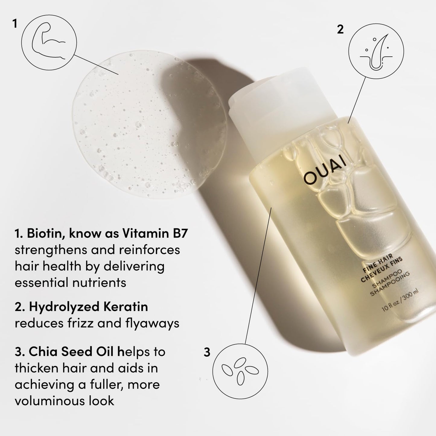 OUAI Fine Shampoo and Conditioner Set - Sulfate Free Shampoo and Conditioner for Women & Men - Made with Keratin, Marshmallow Root, Shea Butter Beauty & Personal Care OUAI
