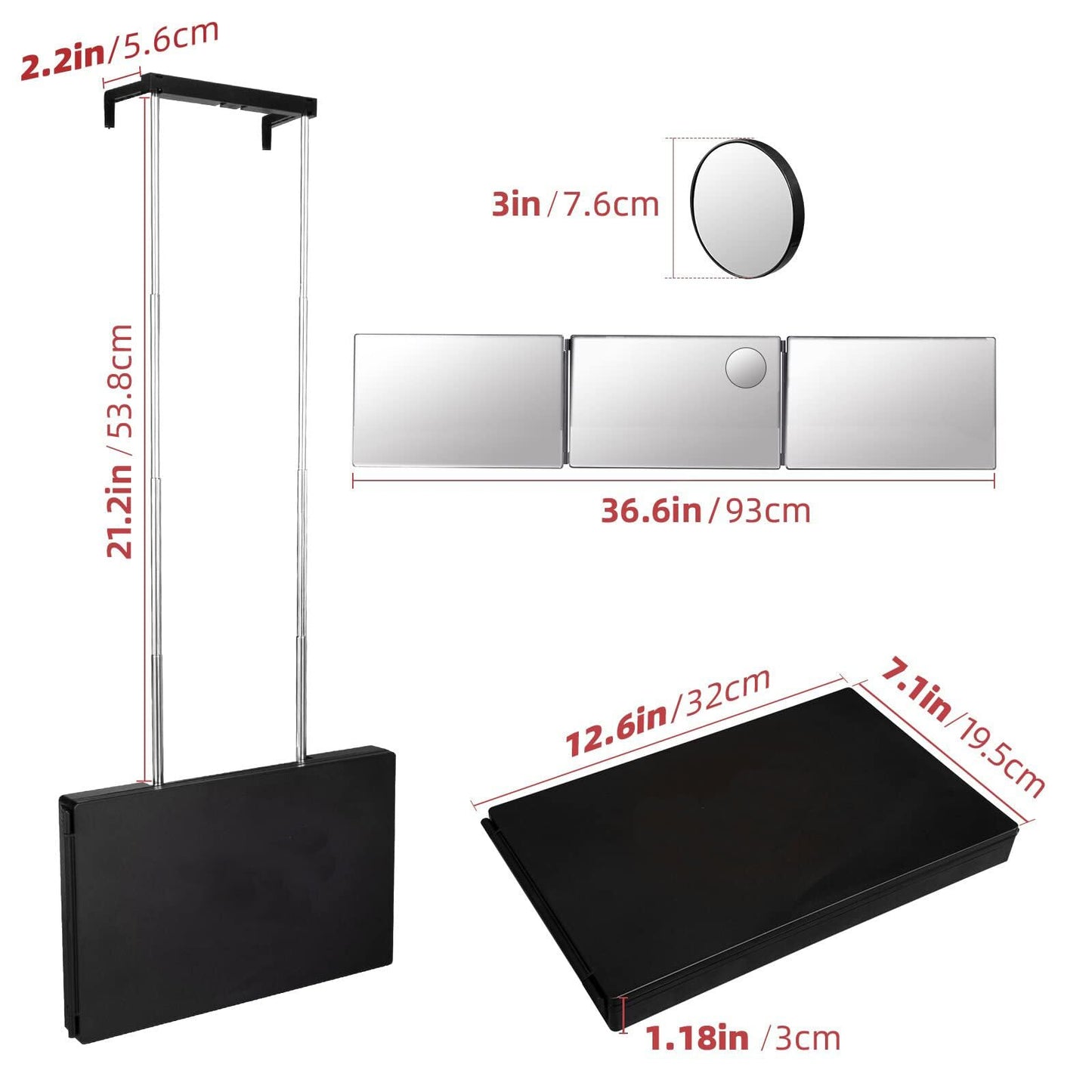 SELF FIND 3 Way Mirror for Hair Cutting, 360° Mirror for Haircuts for Men, Barber with Height Adjustable Telescoping Hooks for Makeup and Hair Styling Beauty & Personal Care SELF FIND