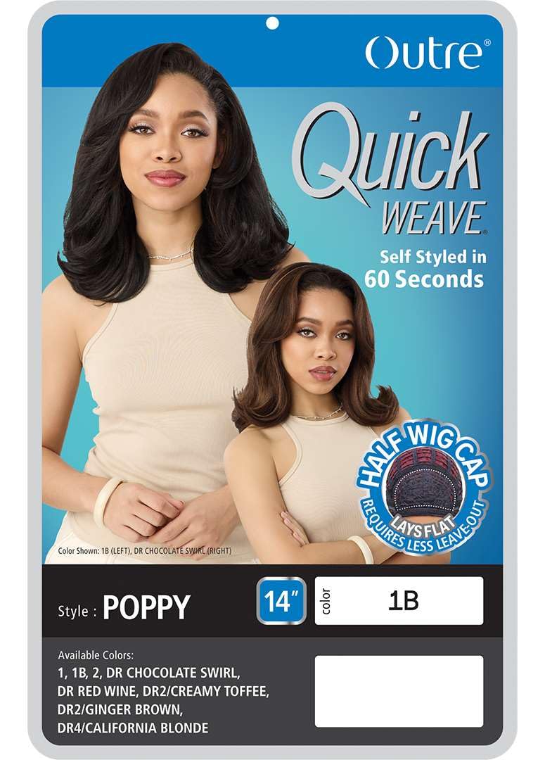 Outre Quick Weave Synthetic Half Wig - Poppy (DR2/GINGER BROWN)