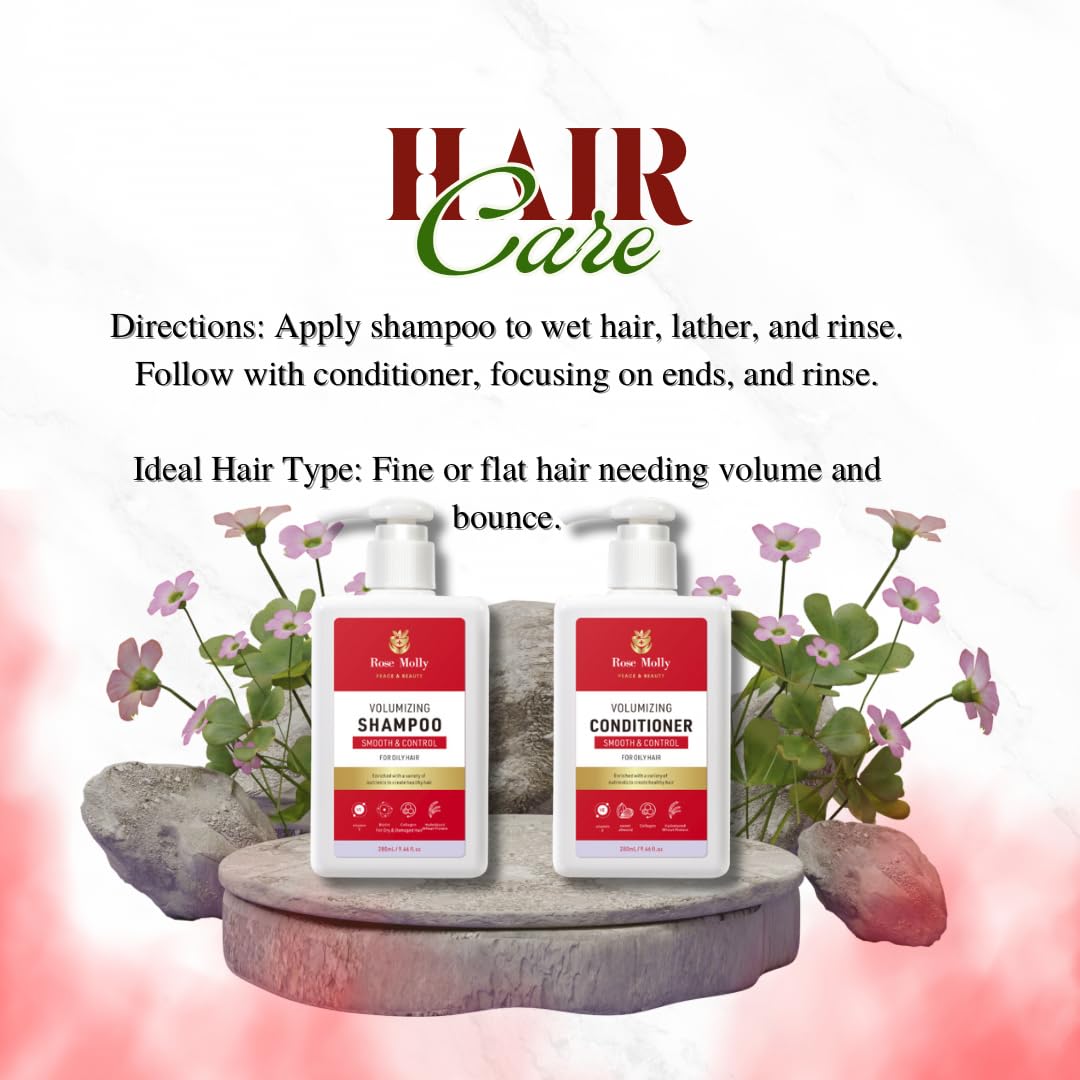 Rose Molly Volumizing Shampoo and Conditioner Set for Oily Hair, 9.46 fl oz Beauty & Personal Care Rose Molly