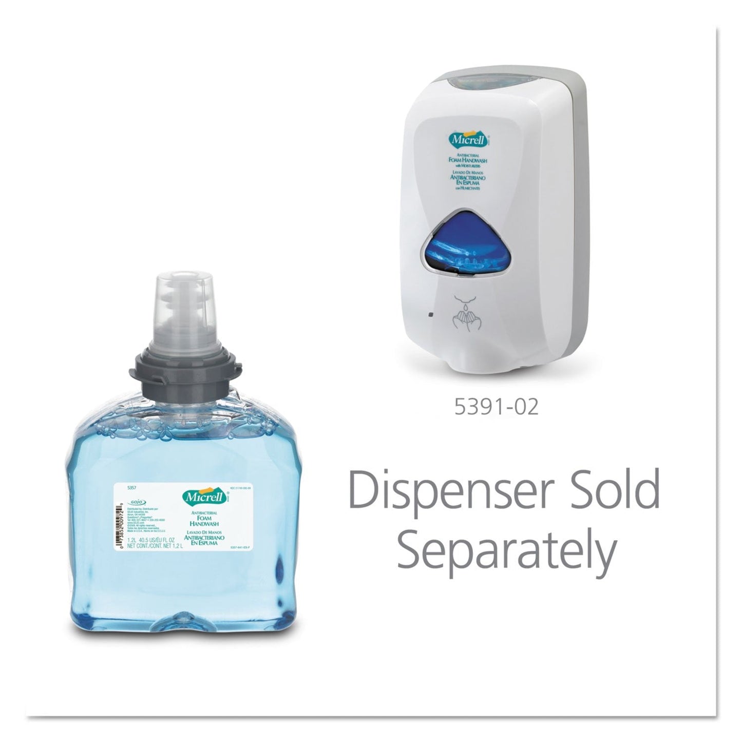 Gojo MICRELL TFX Antibacterial Foam Handwash, 1200 mL Hand Soap Refill For MICRELL TFX Touch-Free Dispenser (Pack of 2) - 5357-02 Beauty & Personal Care GOJO