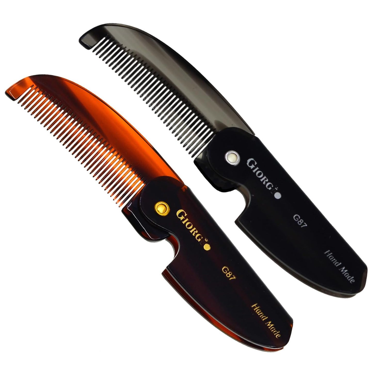 Giorgio G87 Folding Mustache and Beard Comb, Small Pocket Comb for Men,Fine Tooth,Handmade, Saw-cut, Hand Polished,Pocket Styling Combs for Everyday Beauty and Personal Care GIORGIO