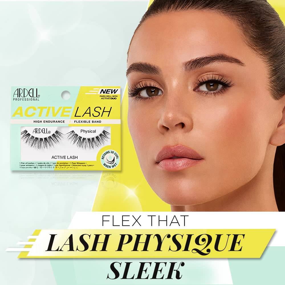 Ardell Active Lashes Physical - Waterproof, Natural Look False Eyelashes for Everyday Wear, 1 Pair