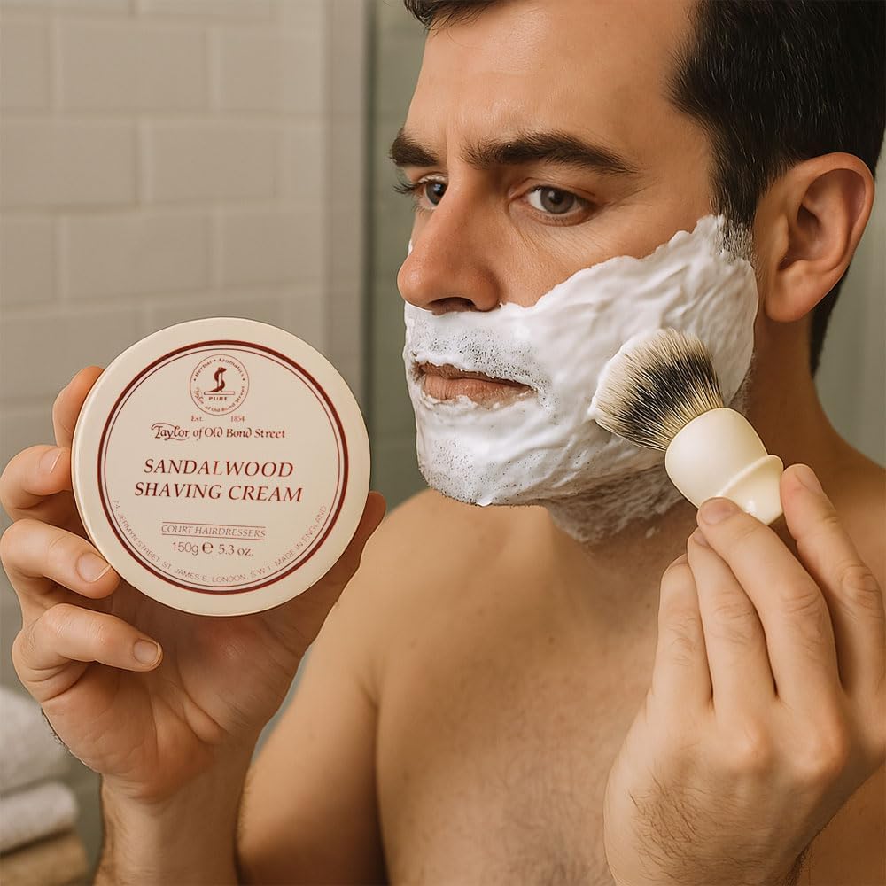 Taylor of Old Bond Street Sandalwood Fragrance Shaving Cream Bowl 150g (2-Pack) - Rich Lather for Traditional Shaving Beauty and Personal Care Taylor of Old Bond Street