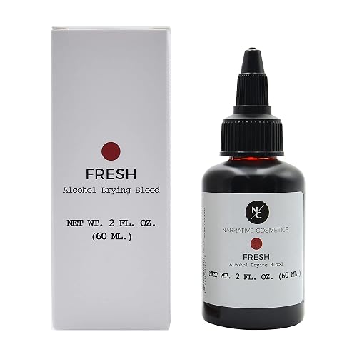Narrative Cosmetics Alcohol Drying Blood - 2 fl oz | Dries to Touch, Keeps Wet Glossy Look | Won't Transfer or Smudge | SFX Wounds, Scabs, Gore | Beauty & Personal Care Narrative Cosmetics