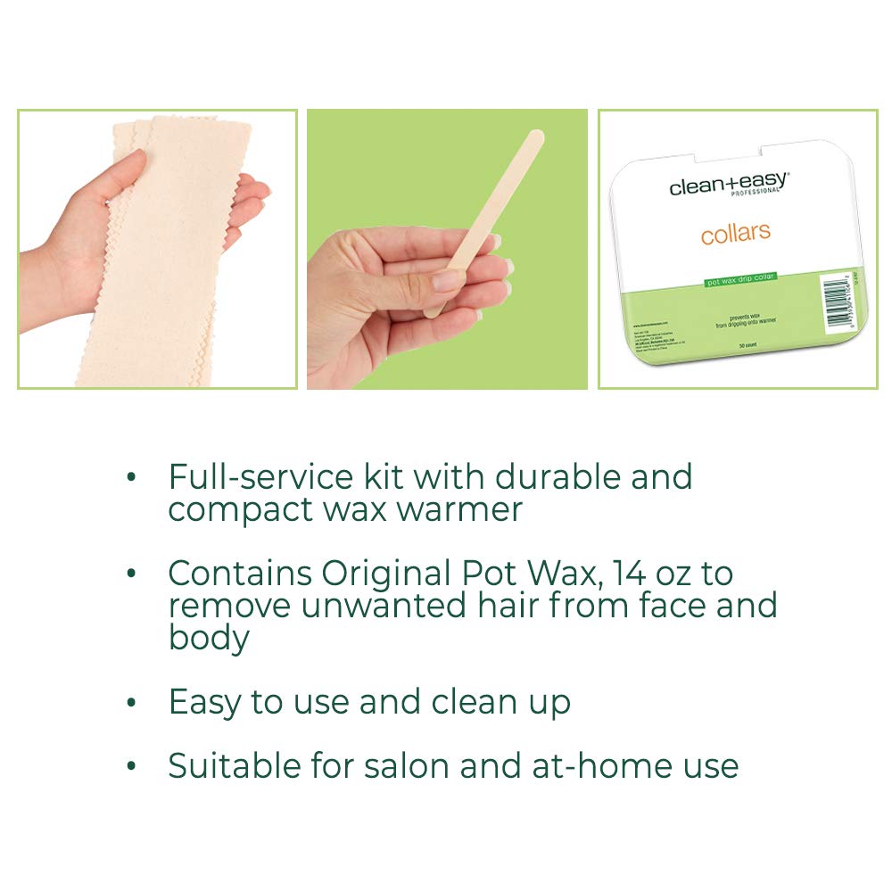 Clean + Easy Mini Pot Waxing Kit for Women - Soft Wax with Wax Warmer for Hair Removal, Body, Facial Hair & Sensitive Skin, Includes Muslin Strips Beauty and Personal Care Clean + Easy