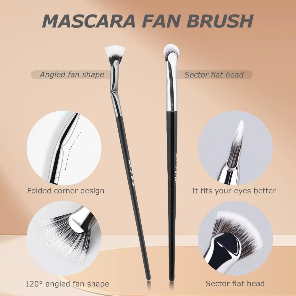 2pcs Multifunctional Folding Angle Scalloped Lash Brush For Women Girls, Compact Home Salon Comb, Separator Eyelash Brush, Angled Fan Shaped Beauty & Personal Care Bibabala