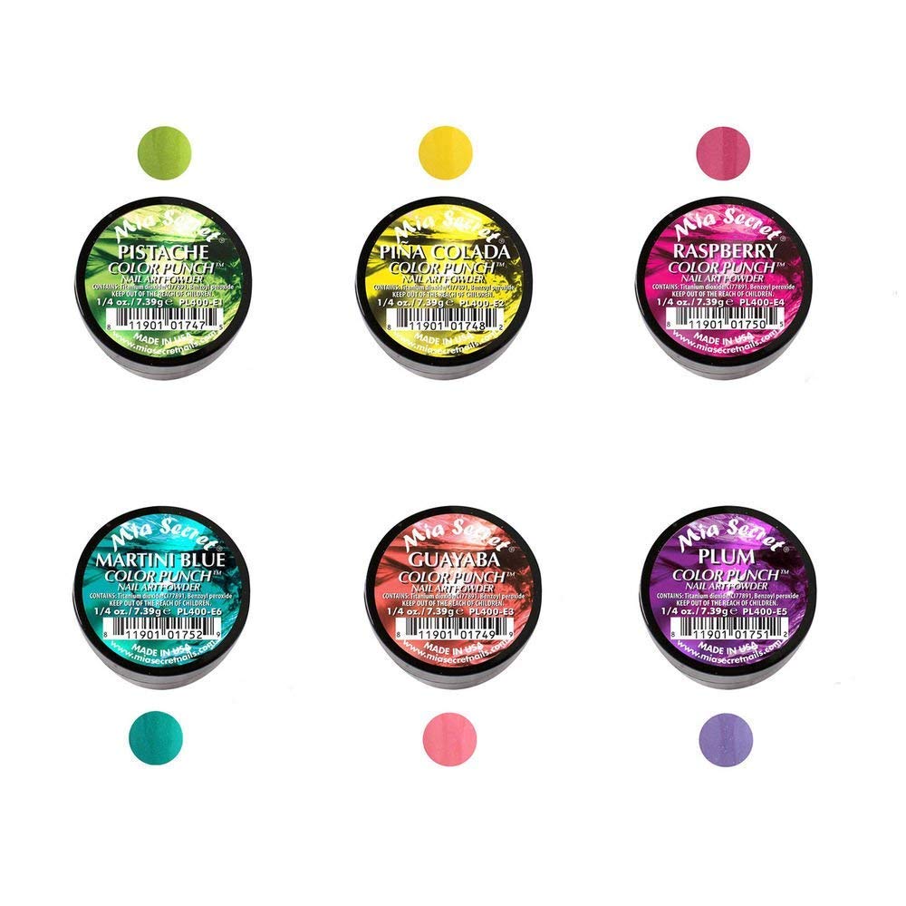 Mia Secret -Color Punch Collection Nail Acrylic Powder set of 6 Beauty & Personal Care Mia Secret