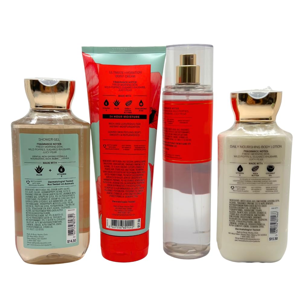 Bath & Body Works POPPY 4-Piece Deluxe Gift Set with a Blue Bow for Holidays & Gifts - Body Lotion, Shower Gel, Body Cream and Fine Fragrance Mist Beauty and Personal Care Bath & Body Works