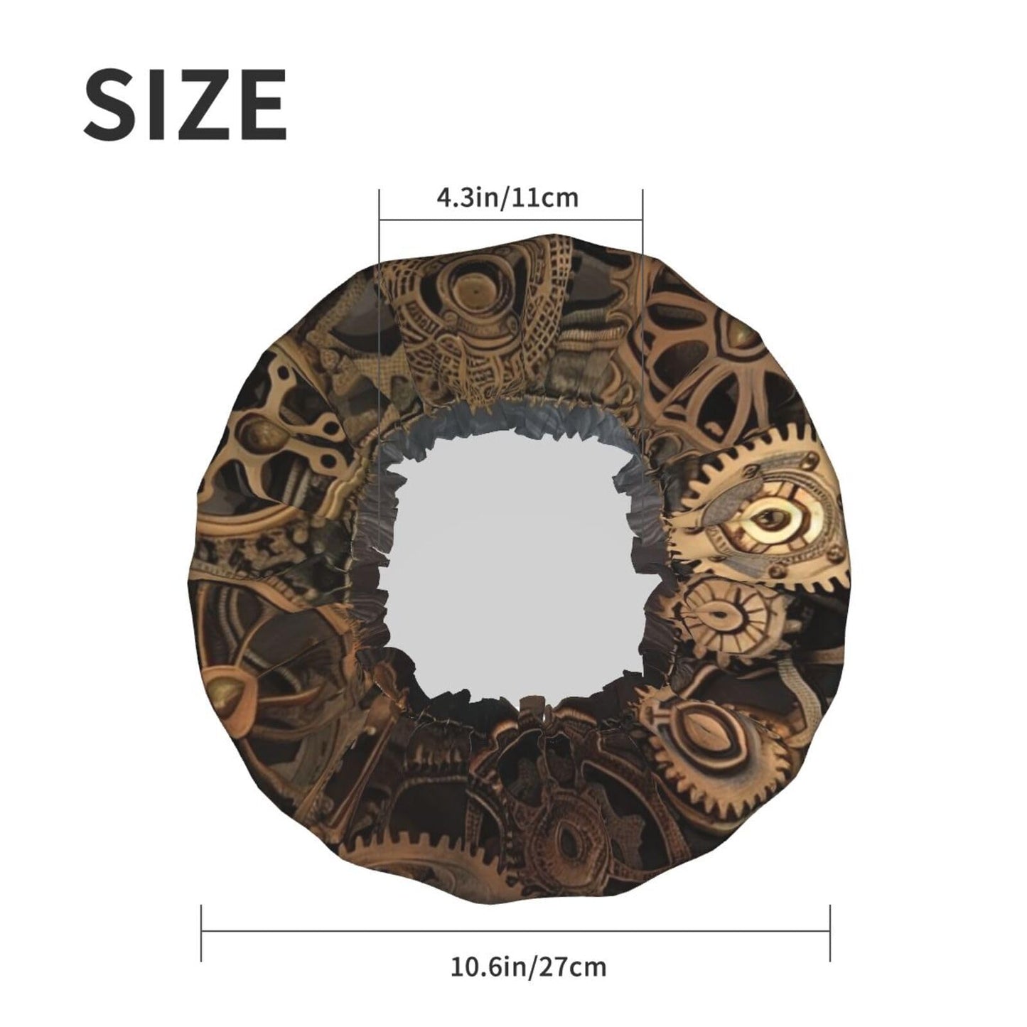 Steampunk Gears Clock Shower Cap for Women Men Large Reusable Shower Bonnet Double-Layer Waterproof Bath Caps Elastic Band Hair Hat for All Beauty and Personal Care BWLHJKE