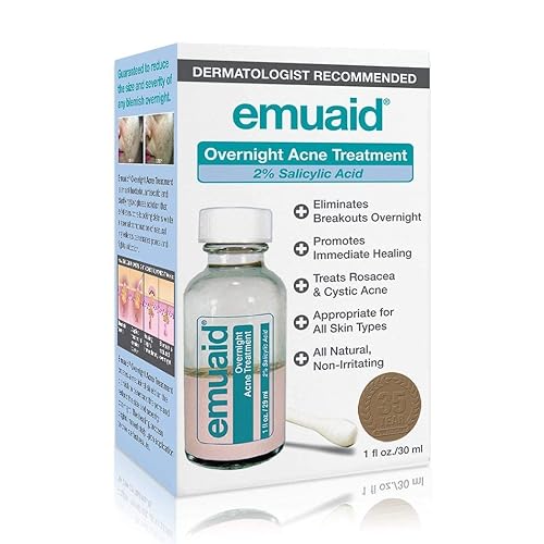 EMUAID Overnight Acne Treatment, Gentle Fast-Acting Solution with Salicylic Acid for Adults and Teens, Clears Stubborn Pimples, Cystic Acne Beauty & Personal Care emuaid