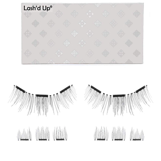 Lash'd Up Magnetic Eyelashes Without Eyeliner 3 Magnets (Can also be worn as Dual Magnets) Full Eye Snap-on Set Soft Faux Silk Vegan (Very Natural) Beauty & Personal Care Lash'd Up