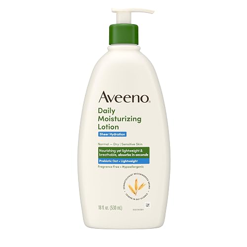 Aveeno Daily Moisturizing Sheer Hydration Fragrance-Free Lotion with Prebiotic Oat for Dry Skin, Lightweight, Non-Greasy and Fast-Absorbing Body Beauty & Personal Care Aveeno