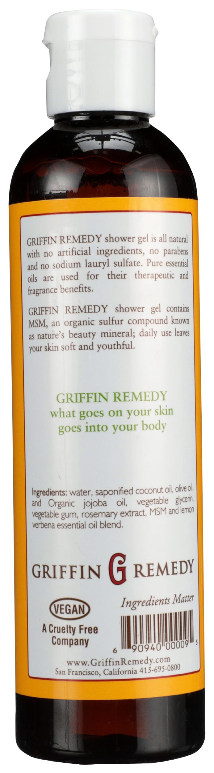 Griffin Remedy, Lemon Verbena MSM Shower Gel, 8 Fl Oz Beauty & Personal Care Griffin Remedy